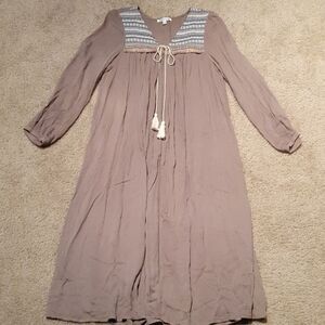 Tassels N Lace Boho Tan Kimono Robe Sz Sm